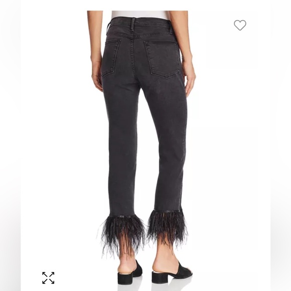 FRAME Le High Straight Feather-Cuff Jeans in Ludlow. - Picture 2 of 12